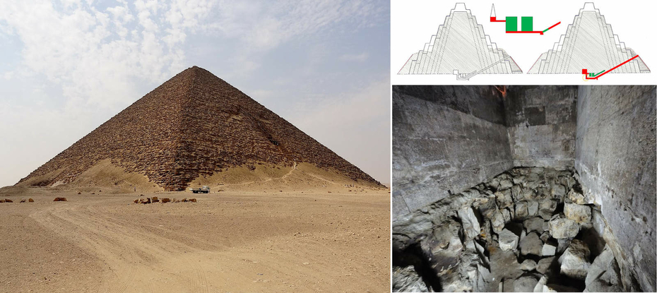 Red Pyramid Dashur Pharaoh King Sneferu Burial Chamber Corbel Vaulted Sarcophagus Coffin
